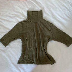 subdued mock neck forest green sweater knit shirt
